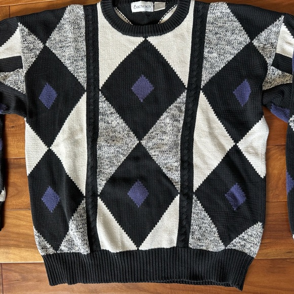 Bachrach Vintage Diamond Print Grandpa Sweater size Medium - Picture 2 of 5